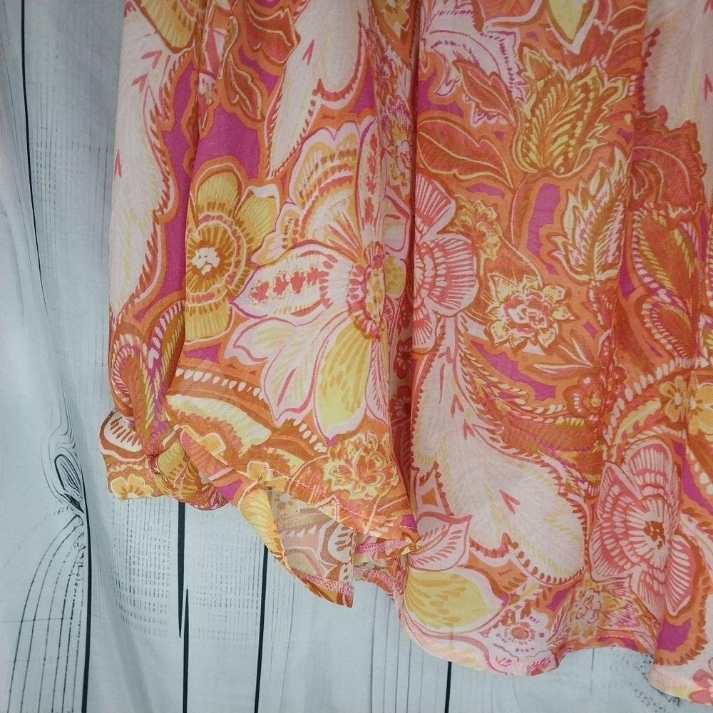 Vici Collection Maggie Floral Chiffon Button Up Hippie Retro 70’s Shirt - Picture 9 of 10